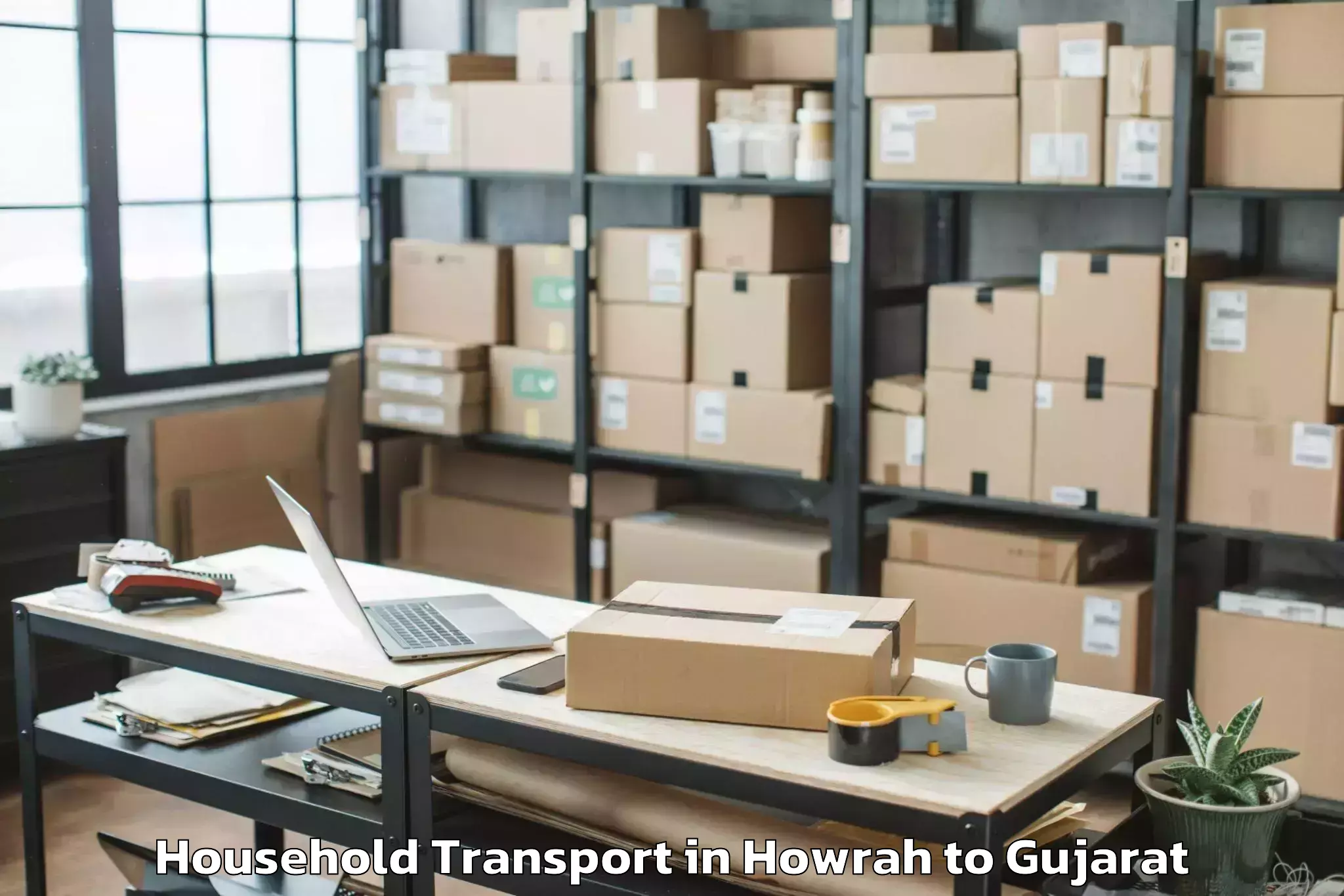 Book Howrah to Thasra Household Transport Online